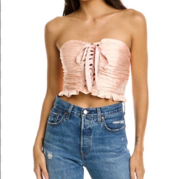 Free People Aurelia Silky Corset - Ballet Slipper small medium  pink black - Picture 4 of 4